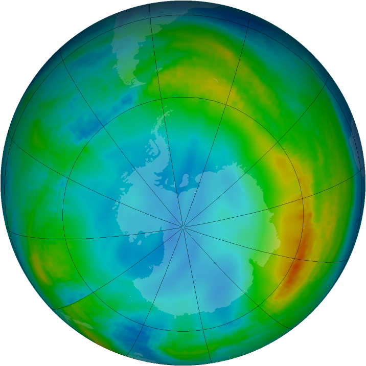 Antarctic ozone map for 19 June 2002